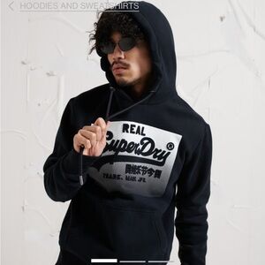 Superdry Vintage Logo Halftone Embossed Brushed Hoodie
